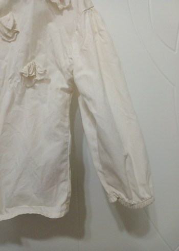 Kız Çocuk Beyaz Pamuklu Uzun Kollu Gömlek - Görsel 5