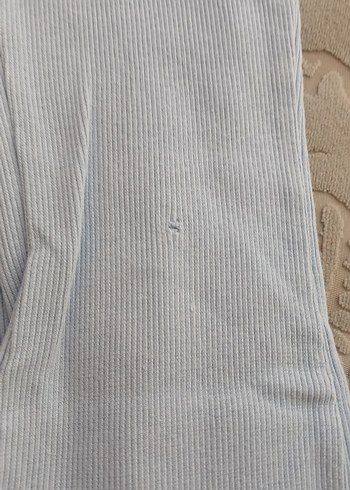 Dantel Detaylı Kız Çocuk Mavi Pamuklu Tayt - Görsel 4