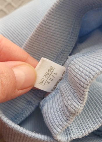 Dantel Detaylı Kız Çocuk Mavi Pamuklu Tayt - Görsel 2