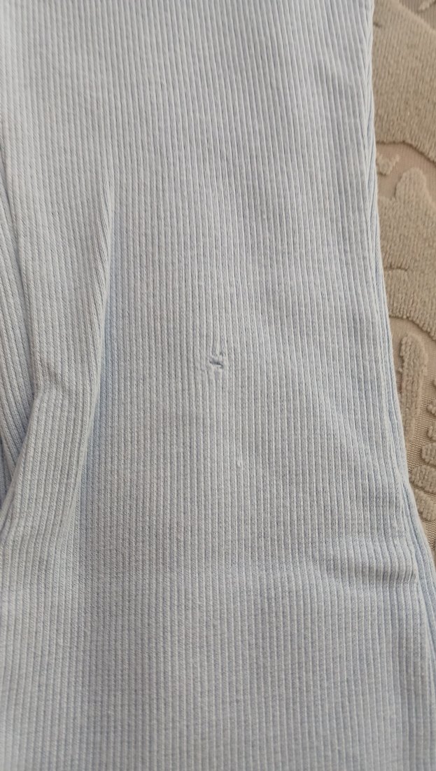 Dantel Detaylı Kız Çocuk Mavi Pamuklu Tayt - Görsel 4