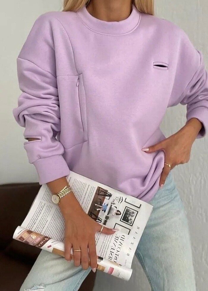 KOL DETAYLI OVERSİZE SWEAT - Görsel 2