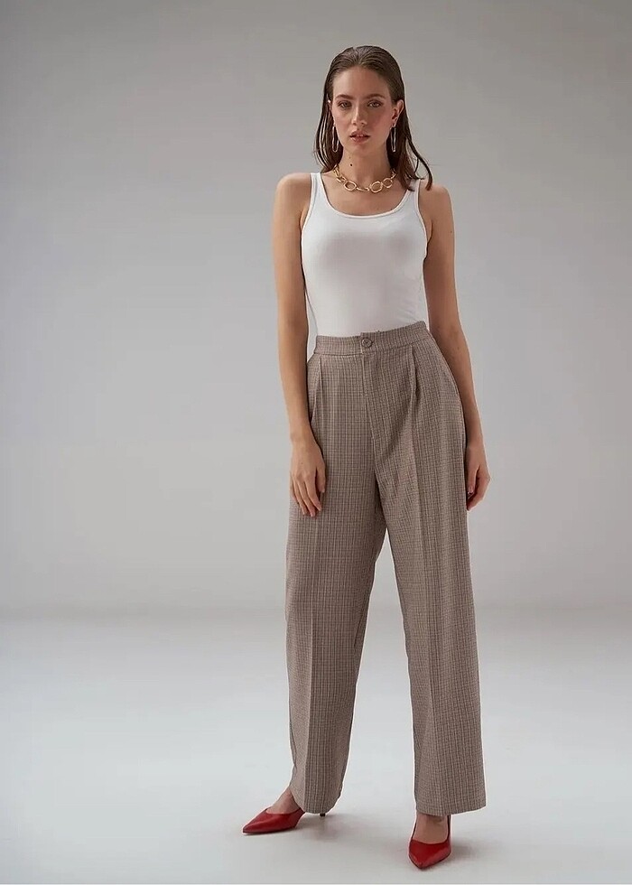 DESENLİ YÜKSEK BEL PANTOLON - Görsel 3