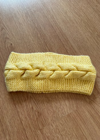 Sarı Örgü cocuk sac bandi,Bere,kulaklik - Görsel 2