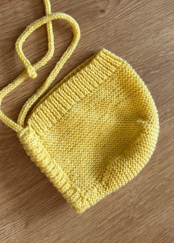 Sarı Örgü Bebek Şapkası - Görsel 2