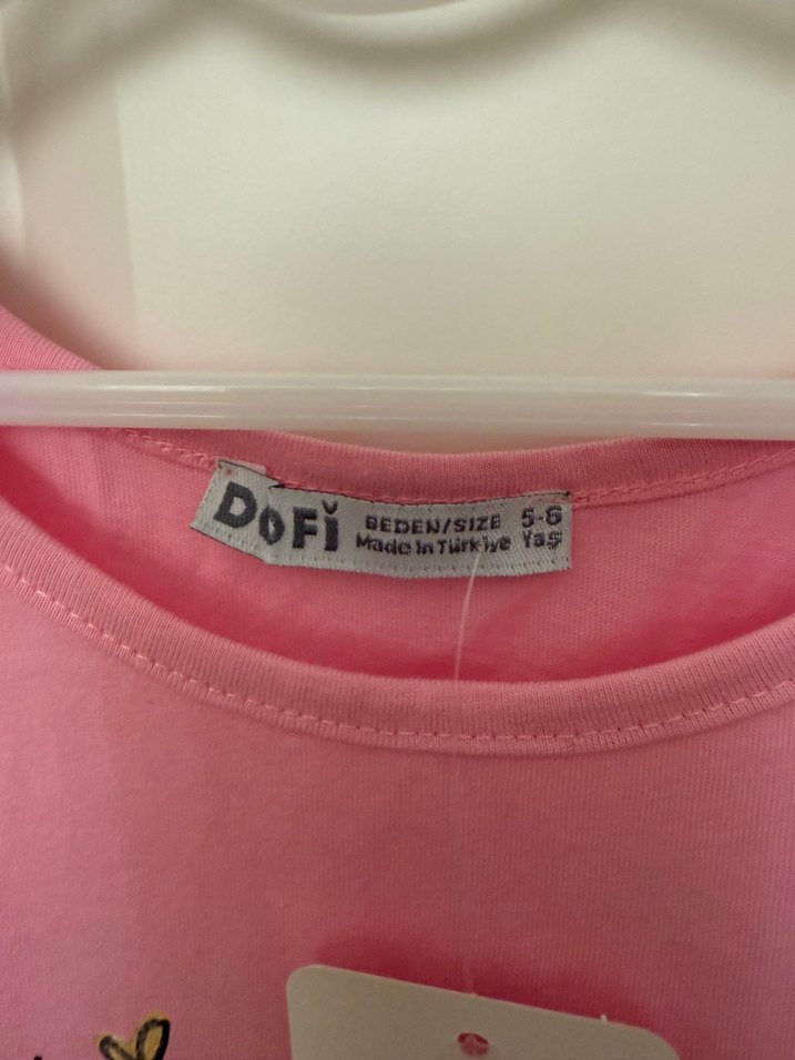 Kız Çocuk Pembe Baskılı Fırfırlı Elbise - Görsel 2