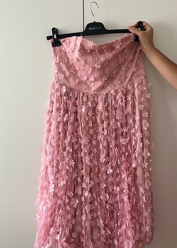 Trendyol & Milla Dantel Detaylı Pembe Midi Nişan Elbisesi