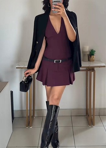 Bordo Mini Elbise