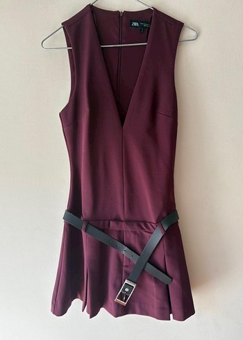xs Beden Bordo Mini Elbise
