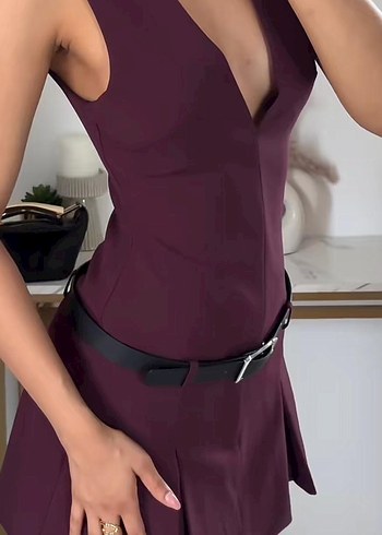Zara Bordo Mini Elbise