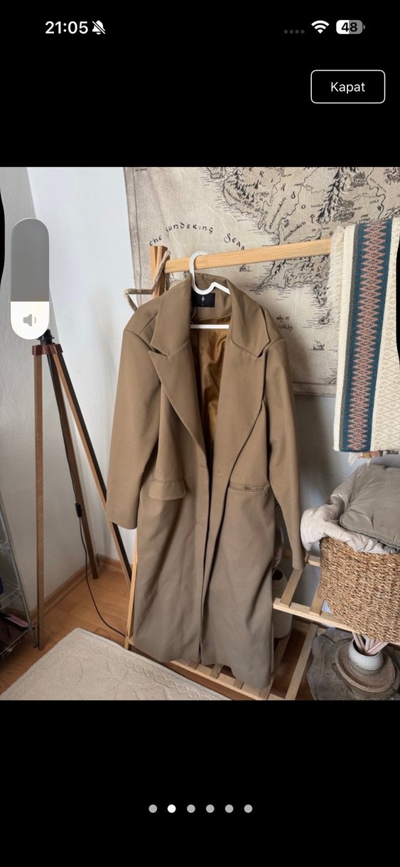 camel rengi uzun blazer - Görsel 2