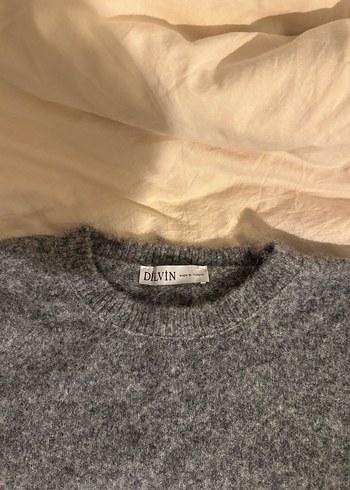 Gri Kadın Yün Örgü Kazak - Görsel 2