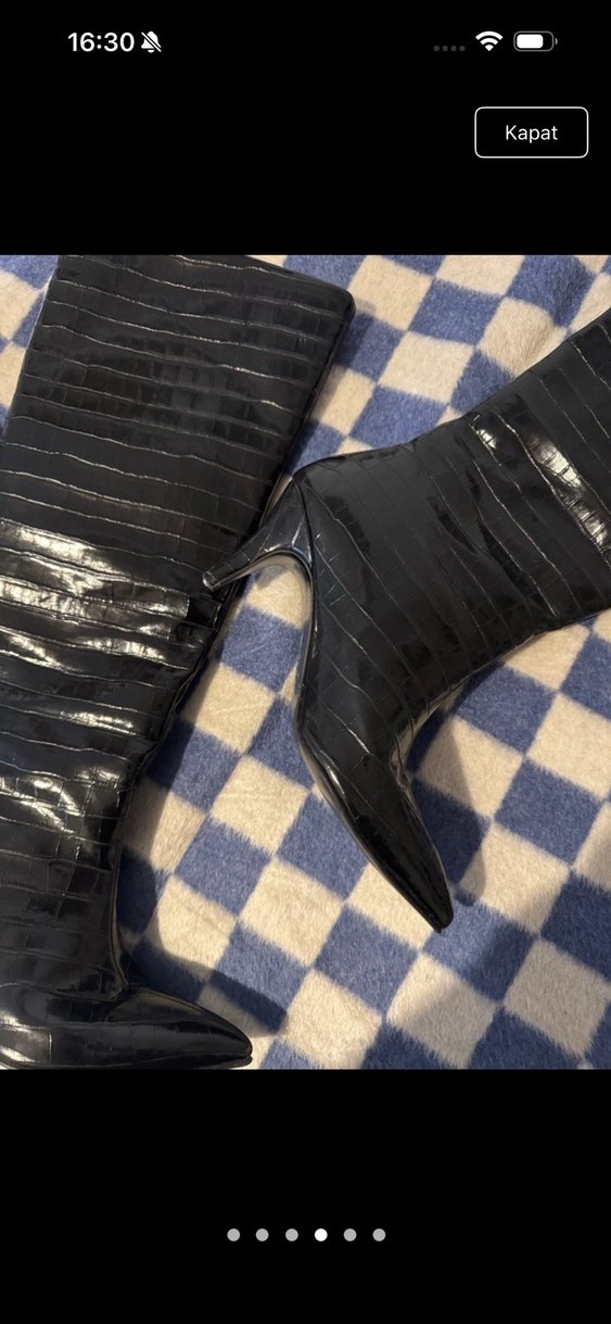 Siyah Zebra Desenli Pliseli Dizüstü Çizme - Görsel 4