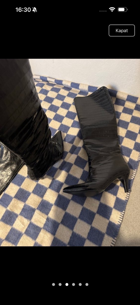 Siyah Zebra Desenli Pliseli Dizüstü Çizme - Görsel 3