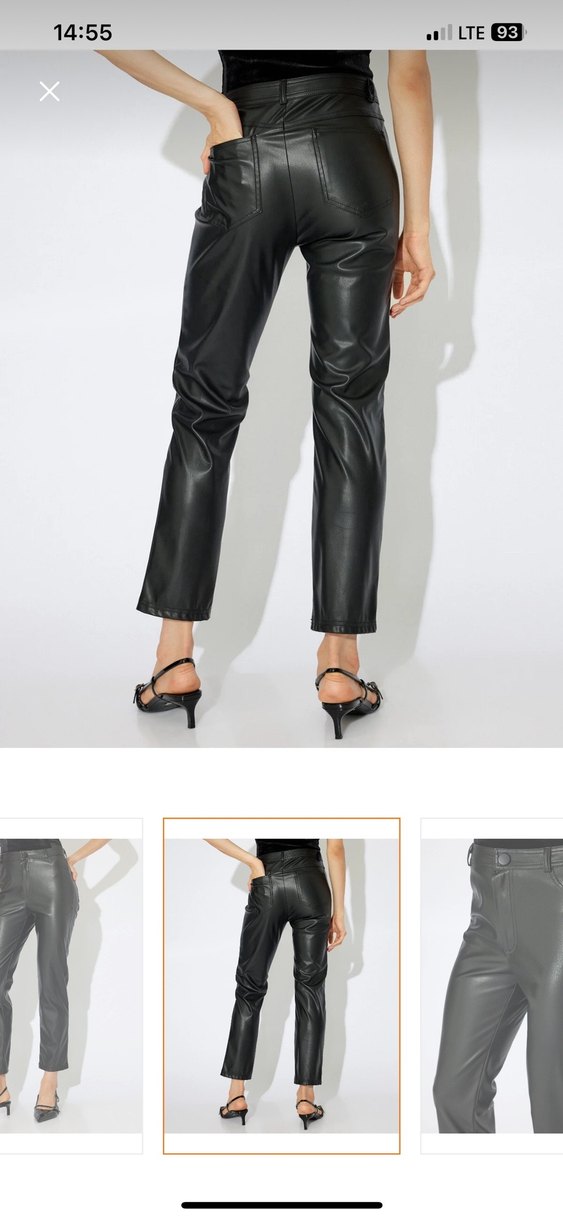 Kadın Siyah Deri Kemerli Cigarette Pantolon - Görsel 3