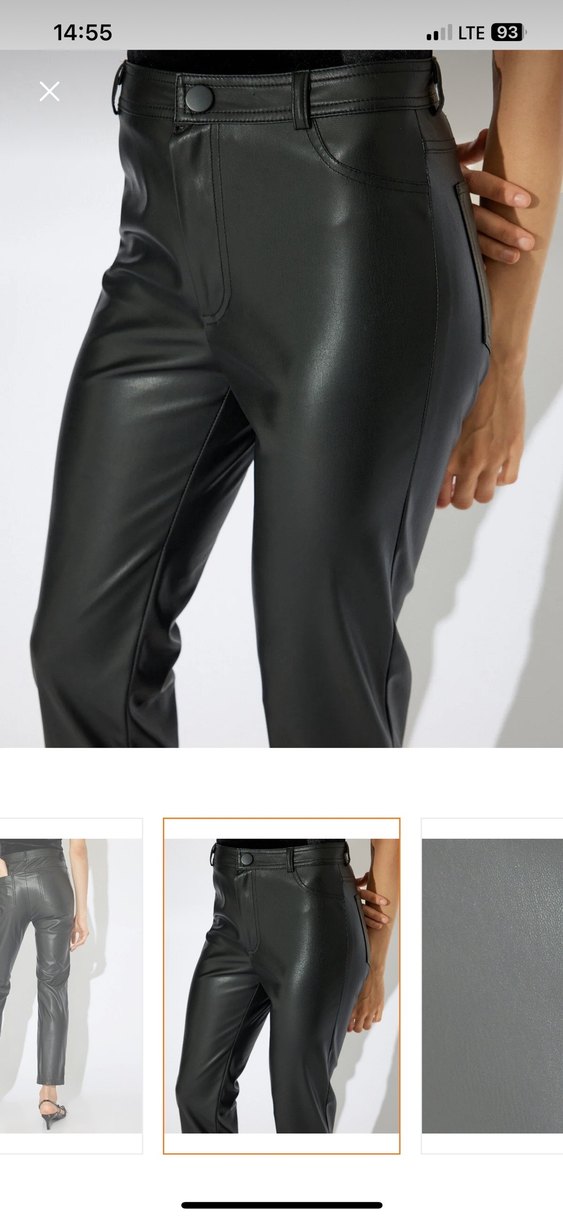 Kadın Siyah Deri Kemerli Cigarette Pantolon - Görsel 2