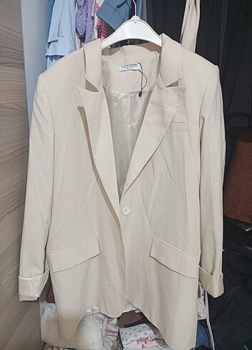Krem blazer ceket 