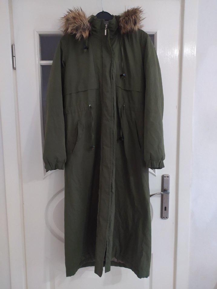 Kadın Uzun Hırka Kürklü Kapüşonlu - Görsel 2