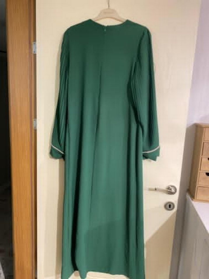 Yeşil Piliseli Uzun Kollu Kadın Elbise - Görsel 2