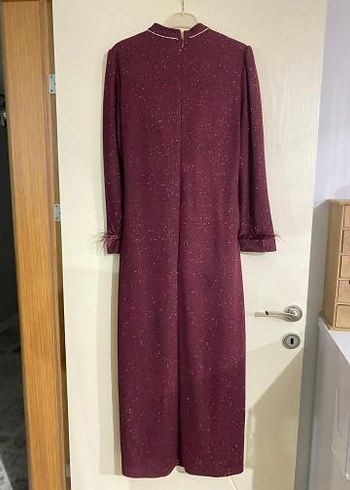 Bordo Drapeli Uzun Abiye Elbise - Görsel 2