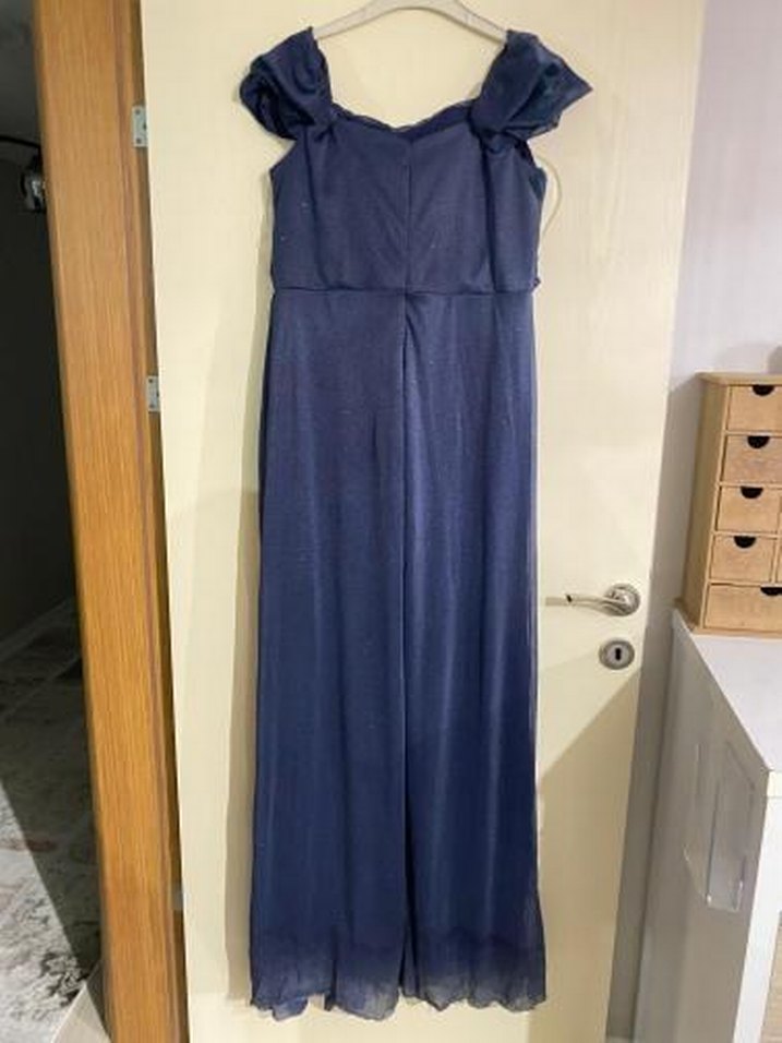 Lacivert Drapeli Uzun Abiye Elbise - Görsel 2