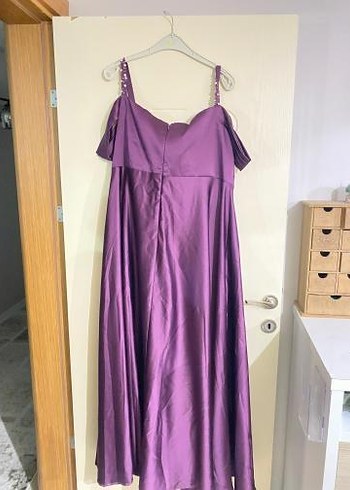 Mor Drapeli Uzun Abiye Elbise - Görsel 2