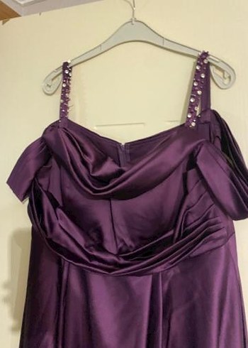 Mor Drapeli Uzun Abiye Elbise - Görsel 3