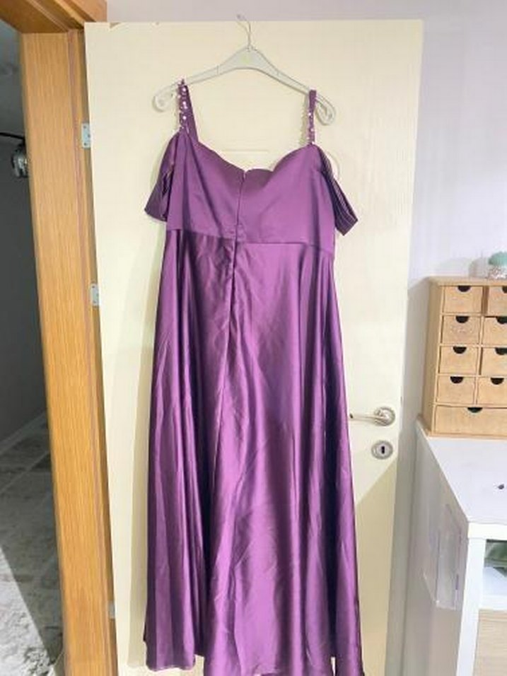 Mor Drapeli Uzun Abiye Elbise - Görsel 2