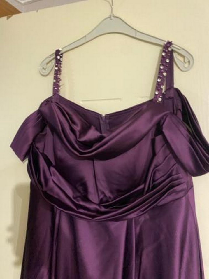 Mor Drapeli Uzun Abiye Elbise - Görsel 3