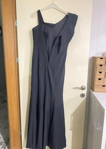 Lacivert Drapeli Uzun Abiye Elbise - Görsel 3