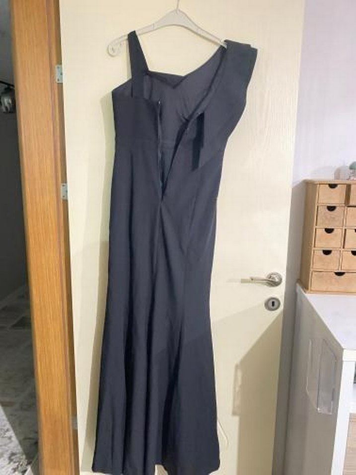 Lacivert Drapeli Uzun Abiye Elbise - Görsel 3