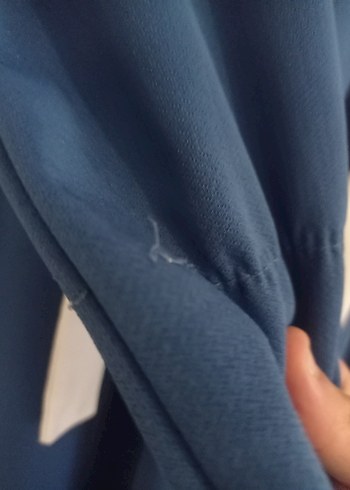 42 Beden mavi Renk Uzun Kollu Lacivert Fırfırlı Kadın Elbise