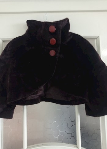 Kız Çocuk Düğmeli Koyu Kahverengi Bolero - Görsel 3