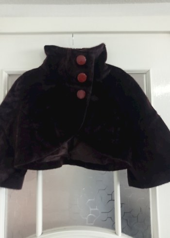 Kız Çocuk Düğmeli Koyu Kahverengi Bolero - Görsel 2