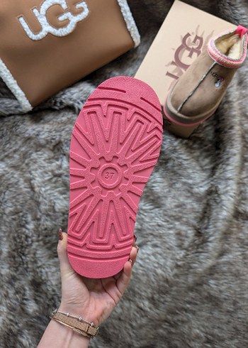 yeni Kürklü Kadın Kahverengi Dolgu Topuk  ugg bot - Görsel 8