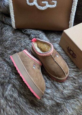 yeni Kürklü Kadın Kahverengi Dolgu Topuk  ugg bot - Görsel 3