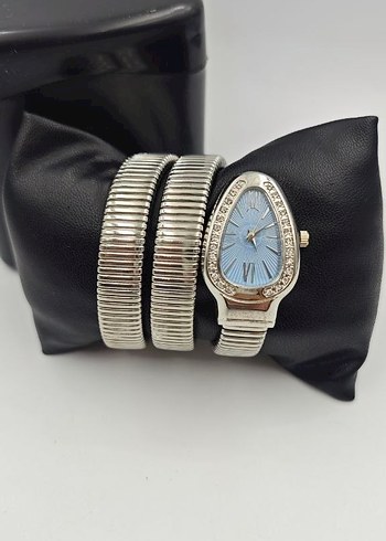 Gri Mavi Taşlı Kadın Bileklik Saat - Görsel 3