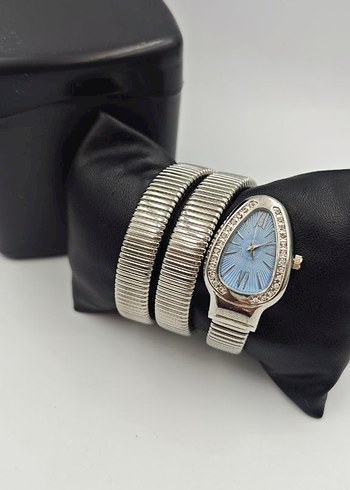 Gri Mavi Taşlı Kadın Bileklik Saat - Görsel 4