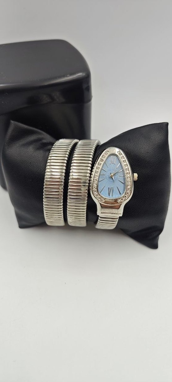 Gri Mavi Taşlı Kadın Bileklik Saat - Görsel 3