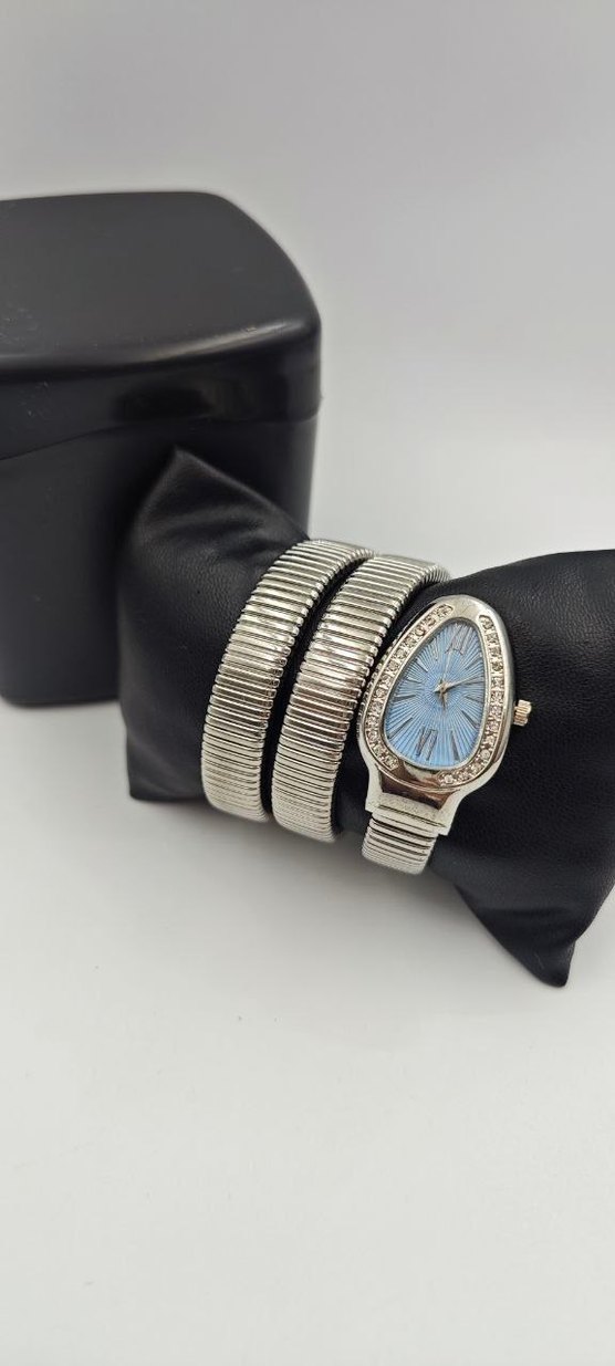 Gri Mavi Taşlı Kadın Bileklik Saat - Görsel 4