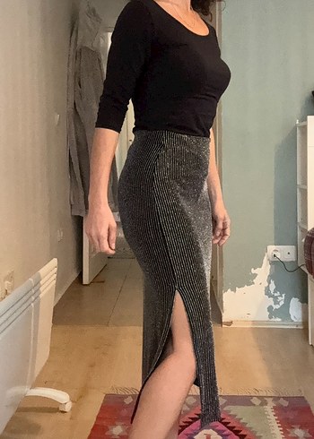 H&M Triko Parlak Midi Kalem Etek - Görsel 3