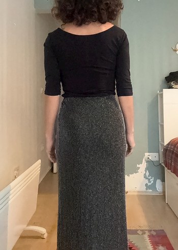 H&M Triko Parlak Midi Kalem Etek - Görsel 5