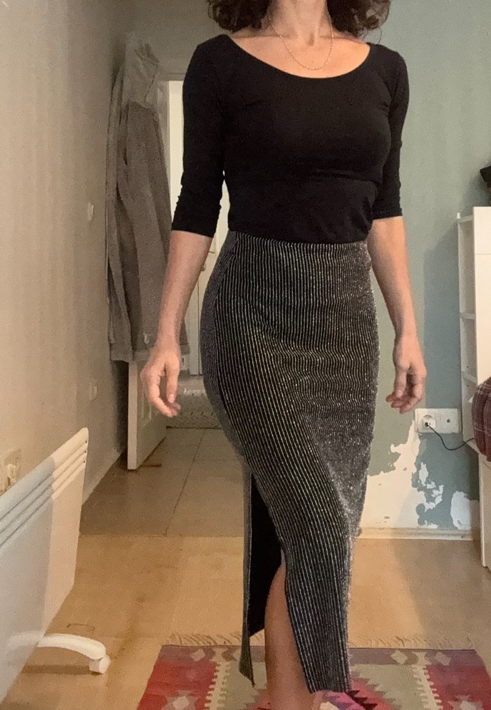 H&M Triko Parlak Midi Kalem Etek - Görsel 2