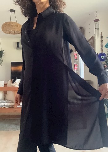 Polo Garage Siyah Dökümlü Uzun Gömlek - Görsel 3