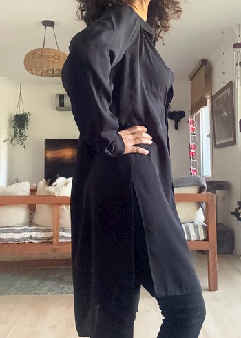 Polo Garage Siyah Dökümlü Uzun Gömlek - Görsel 2