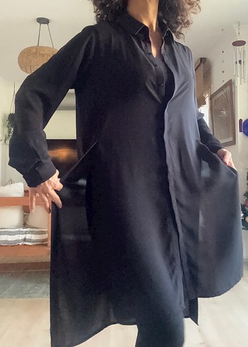 Polo Garage Siyah Dökümlü Uzun Gömlek - Görsel 5