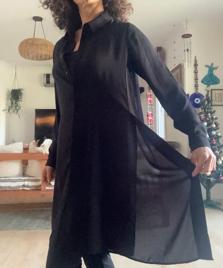 Polo Garage Siyah Dökümlü Uzun Gömlek - Görsel 3