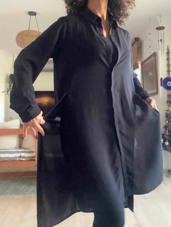 Polo Garage Siyah Dökümlü Uzun Gömlek - Görsel 5