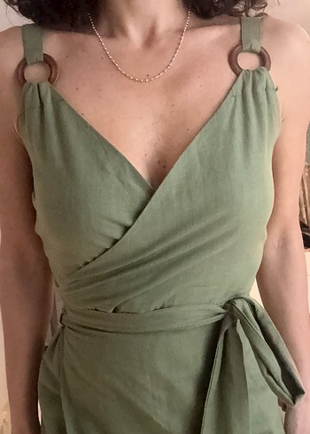 Kadın Keten Midi Elbise - Görsel 3