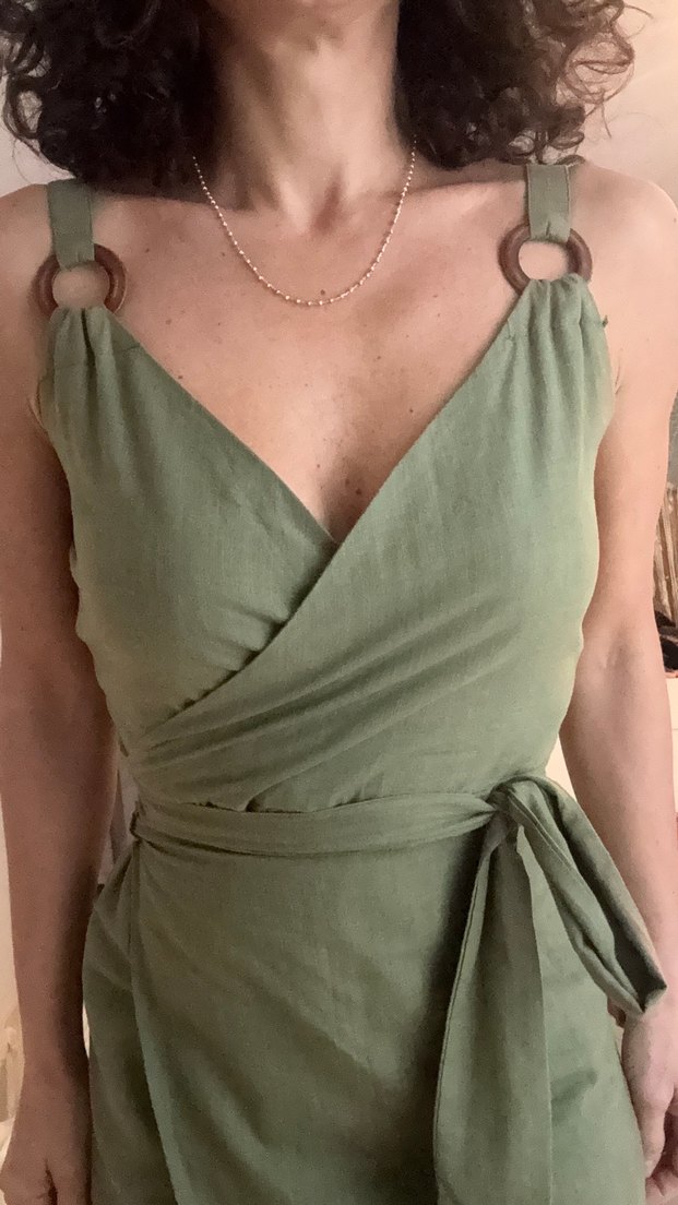 Kadın Keten Midi Elbise - Görsel 3