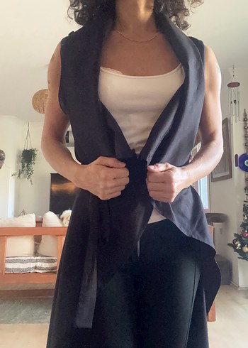 Siyah Drapeli Kadın Şık Tasarım Tunik - Görsel 10